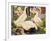 White Ducks and Hollyhocks-Jesse Arms Botke-Framed Art Print