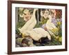 White Ducks and Hollyhocks-Jesse Arms Botke-Framed Art Print