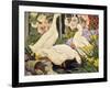 White Ducks and Hollyhocks-Jesse Arms Botke-Framed Art Print