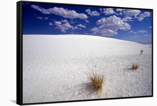 White Dune, Blue Sky, White Sands, New Mexico-George Oze-Framed Stretched Canvas