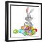 White Easter Bunny and Chocolate Eggs-Krisdog-Framed Premium Giclee Print