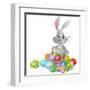 White Easter Bunny and Chocolate Eggs-Krisdog-Framed Art Print