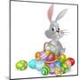 White Easter Bunny and Chocolate Eggs-Krisdog-Mounted Art Print