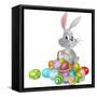 White Easter Bunny and Chocolate Eggs-Krisdog-Framed Stretched Canvas