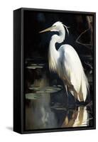 White Egret-Vivienne Dupont-Framed Stretched Canvas