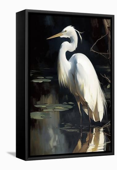 White Egret-Vivienne Dupont-Framed Stretched Canvas