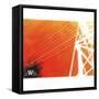 White Electrical Wires Against Orange Sky-null-Framed Stretched Canvas