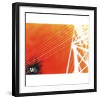 White Electrical Wires Against Orange Sky-null-Framed Photographic Print