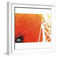 White Electrical Wires Against Orange Sky-null-Framed Photographic Print