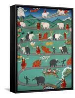 White Elephant Tale at Kopan Monastery, Kathmandu, Nepal, Asia-Godong-Framed Stretched Canvas