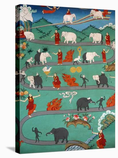 White Elephant Tale at Kopan Monastery, Kathmandu, Nepal, Asia-Godong-Stretched Canvas