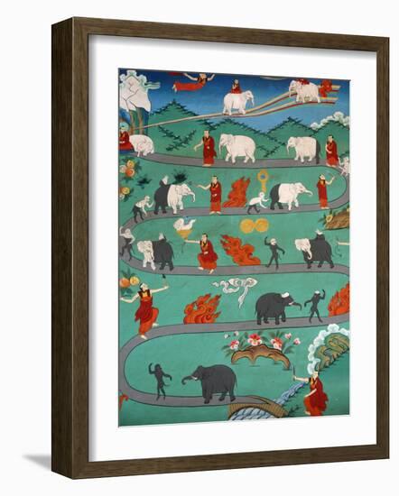 White Elephant Tale at Kopan Monastery, Kathmandu, Nepal, Asia-Godong-Framed Photographic Print