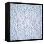 White Embossed Flowers Pattern, Textured Paper, 3D Floral Background-wacomka-Framed Stretched Canvas