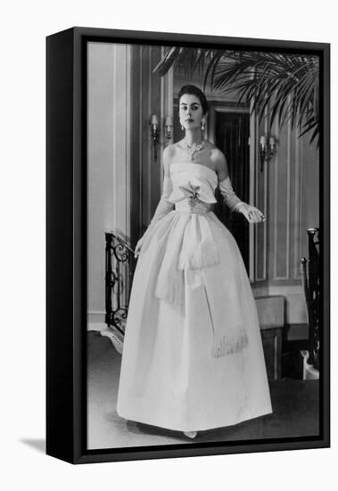 White Evening Dress by Dior, February 1958-null-Framed Stretched Canvas