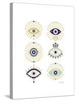 White Evil Eyes-Cat Coquillette-Stretched Canvas