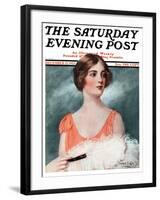 "White Feathered Fan," Saturday Evening Post Cover, December 12, 1925-William Haskell Coffin-Framed Giclee Print