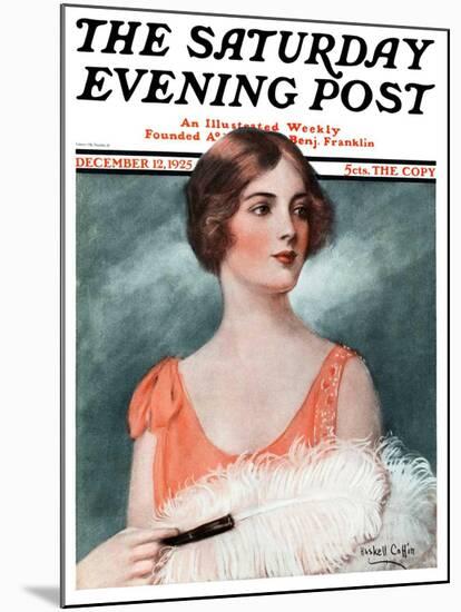 "White Feathered Fan," Saturday Evening Post Cover, December 12, 1925-William Haskell Coffin-Mounted Giclee Print