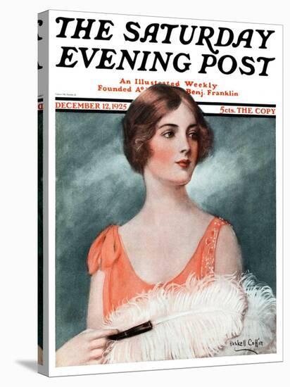 "White Feathered Fan," Saturday Evening Post Cover, December 12, 1925-William Haskell Coffin-Stretched Canvas