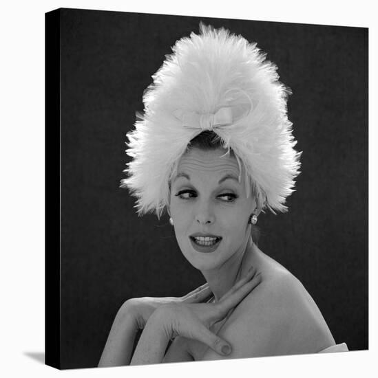 White Feathered Hat, 1960s-John French-Stretched Canvas