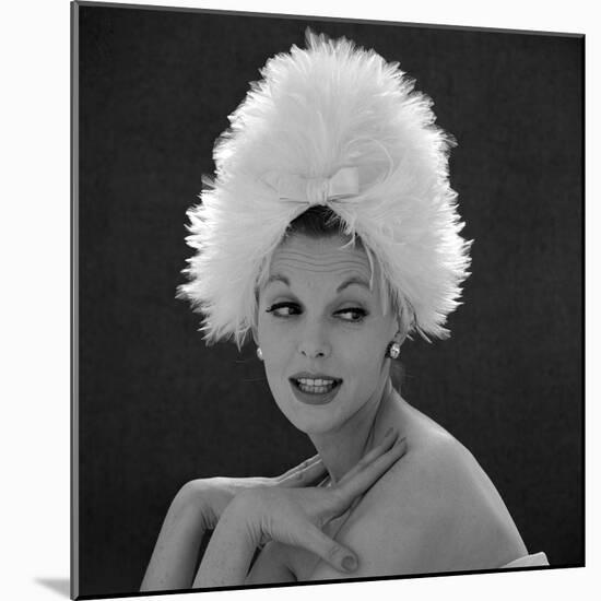 White Feathered Hat, 1960s-John French-Mounted Giclee Print