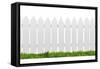 White Fence with Green Grass Isolated on White with Clipping Path-ilker canikligil-Framed Stretched Canvas