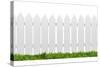 White Fence with Green Grass Isolated on White with Clipping Path-ilker canikligil-Stretched Canvas