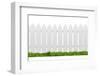 White Fence with Green Grass Isolated on White with Clipping Path-ilker canikligil-Framed Photographic Print