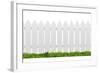 White Fence with Green Grass Isolated on White with Clipping Path-ilker canikligil-Framed Photographic Print