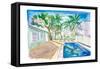 White Fences In Key West with Conch Pool in the Sun-M. Bleichner-Framed Stretched Canvas