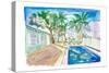 White Fences In Key West with Conch Pool in the Sun-M. Bleichner-Stretched Canvas