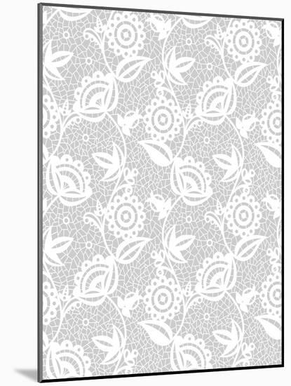 White Floral Lace Pattern-Murika-Mounted Art Print