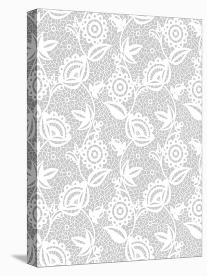 White Floral Lace Pattern-Murika-Stretched Canvas