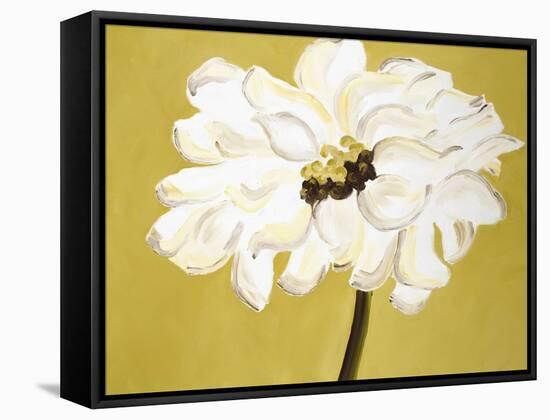 White Flower on Ochre-Soraya Chemaly-Framed Stretched Canvas