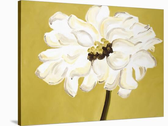 White Flower on Ochre-Soraya Chemaly-Stretched Canvas