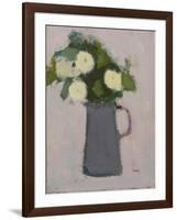 White flowers, grey jug, 2017-Michael Clark-Framed Giclee Print