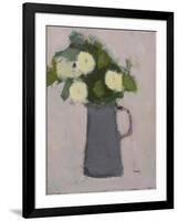 White flowers, grey jug, 2017-Michael Clark-Framed Giclee Print