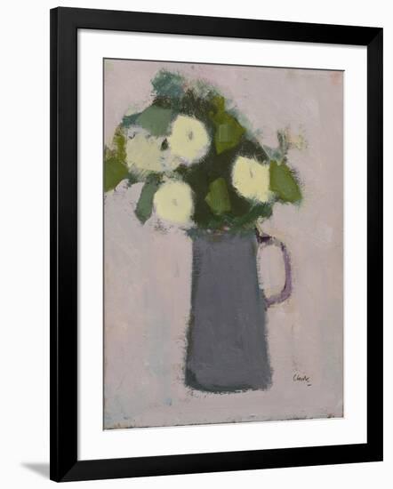 White flowers, grey jug, 2017-Michael Clark-Framed Giclee Print