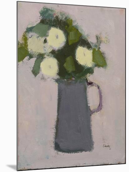 White flowers, grey jug, 2017-Michael Clark-Mounted Giclee Print