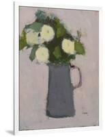 White flowers, grey jug, 2017-Michael Clark-Framed Premium Giclee Print