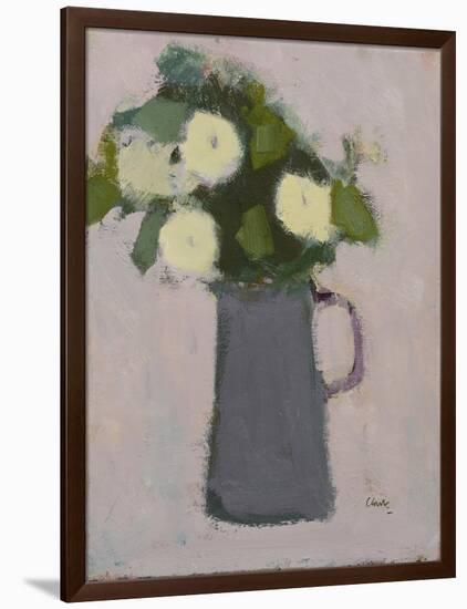 White flowers, grey jug, 2017-Michael Clark-Framed Premium Giclee Print