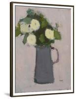 White flowers, grey jug, 2017-Michael Clark-Framed Premium Giclee Print