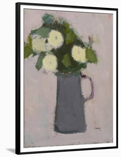 White flowers, grey jug, 2017-Michael Clark-Framed Premium Giclee Print