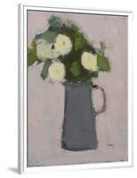 White flowers, grey jug, 2017-Michael Clark-Framed Premium Giclee Print