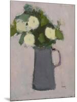 White flowers, grey jug, 2017-Michael Clark-Mounted Premium Giclee Print