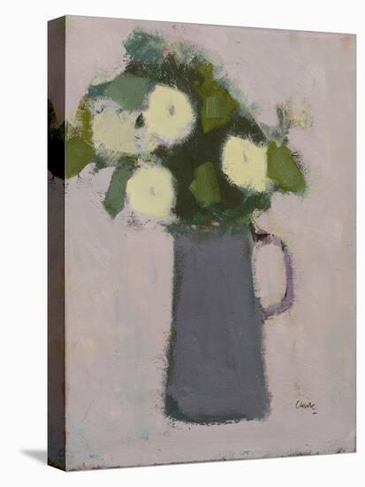 White flowers, grey jug, 2017-Michael Clark-Stretched Canvas