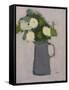 White flowers, grey jug, 2017-Michael Clark-Framed Stretched Canvas