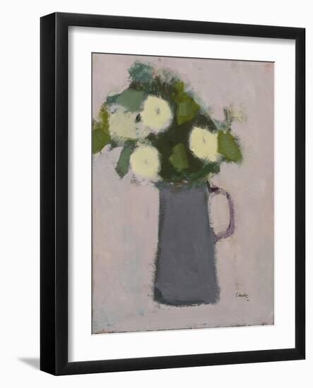 White flowers, grey jug, 2017-Michael Clark-Framed Giclee Print