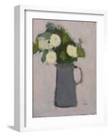 White flowers, grey jug, 2017-Michael Clark-Framed Giclee Print