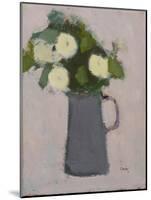 White flowers, grey jug, 2017-Michael Clark-Mounted Giclee Print