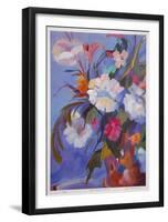 White Flowers in Red Pot-Zora Buchanan-Framed Collectable Print